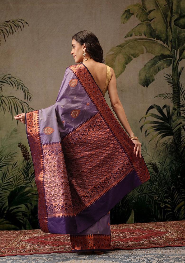 Purple Woven Design Banarasi Silk Saree