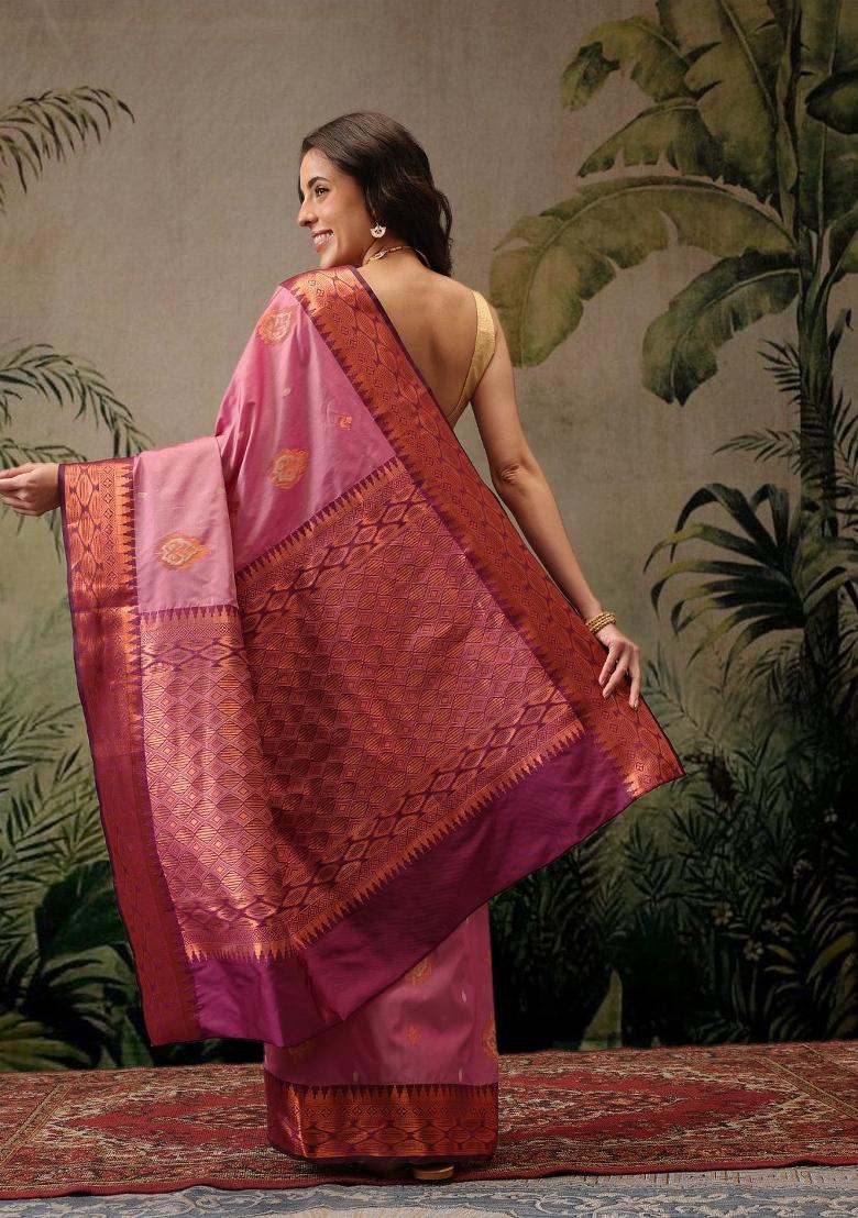 Pink Woven Design Banarasi Silk Saree