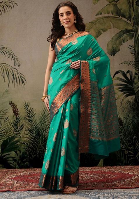 Green Woven Design Banarasi Silk Saree