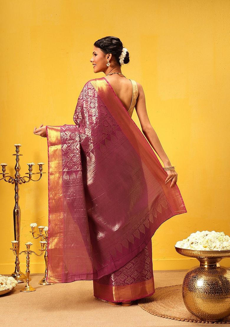 Pink Woven Design Banarasi Silk Saree