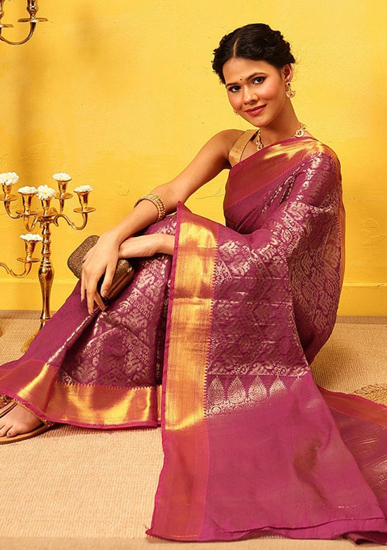 Pink Woven Design Banarasi Silk Saree
