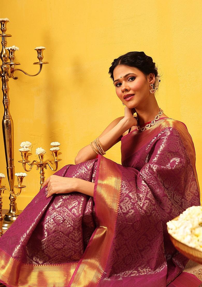 Pink Woven Design Banarasi Silk Saree