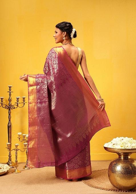 Pink Woven Design Banarasi Silk Saree
