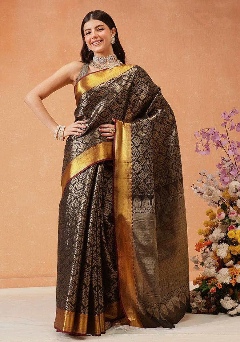 Black Woven Design Banarasi Silk Saree