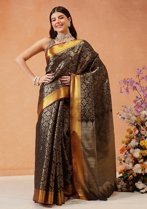 Black Woven Design Banarasi Silk Saree