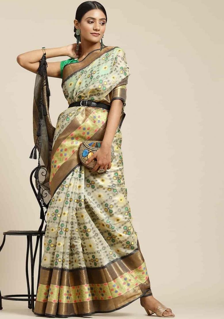 Beige Woven Design Art Silk Saree