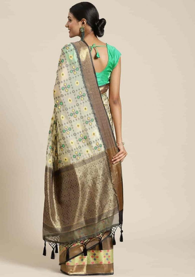 Beige Woven Design Art Silk Saree