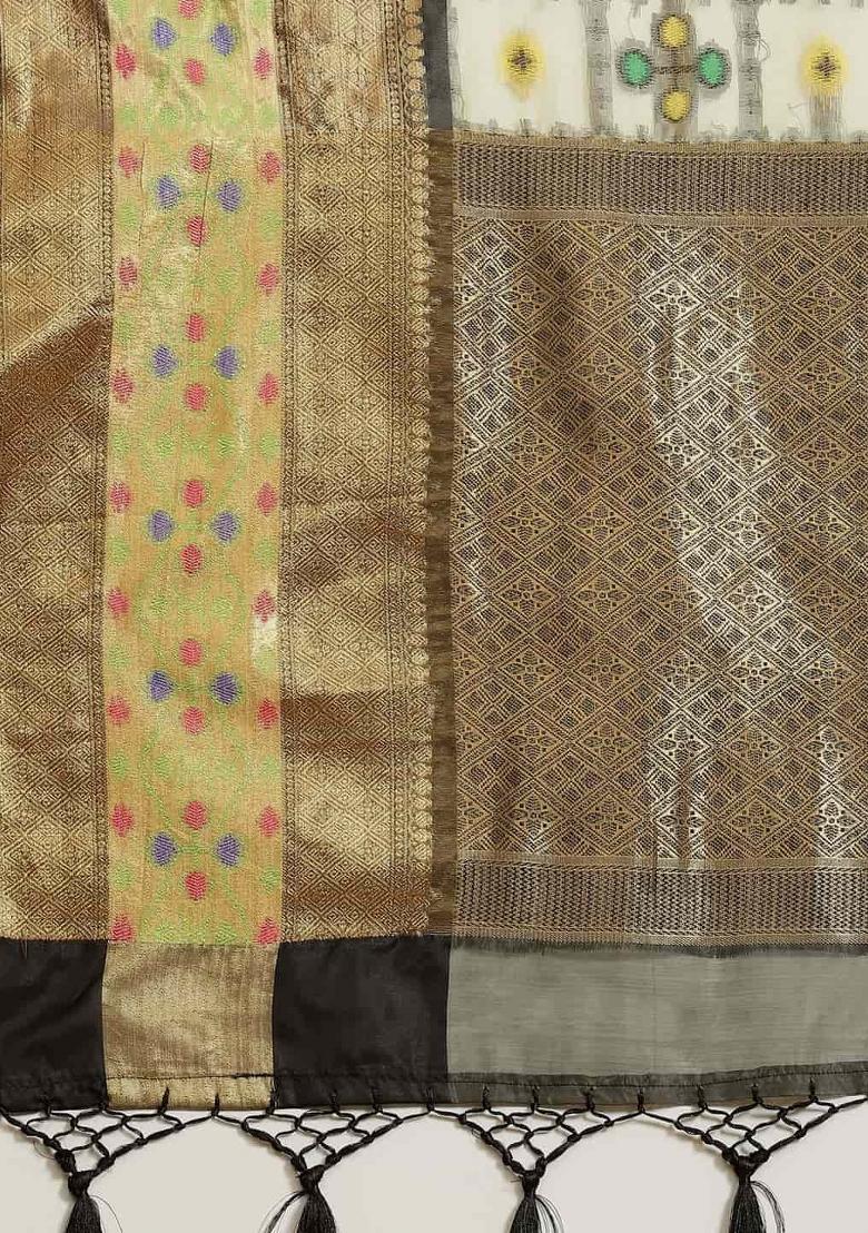 Beige Woven Design Art Silk Saree