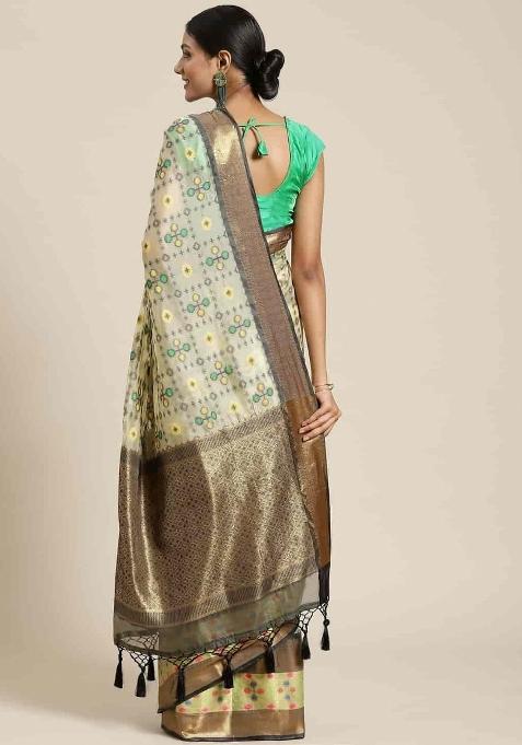 Beige Woven Design Art Silk Saree