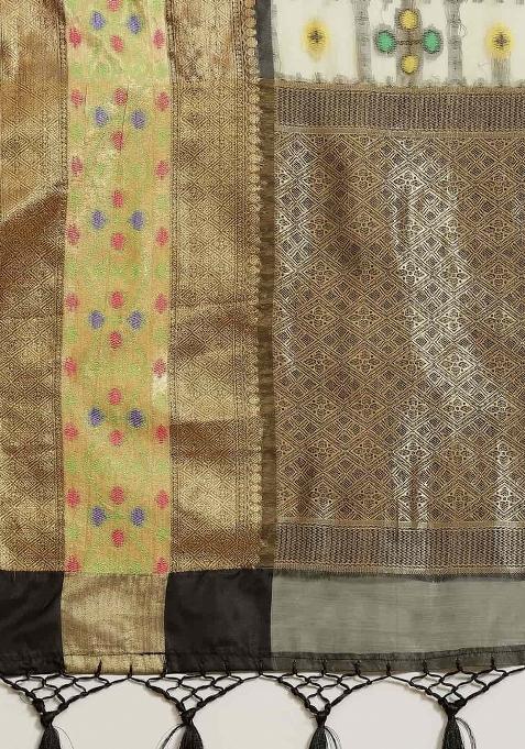 Beige Woven Design Art Silk Saree