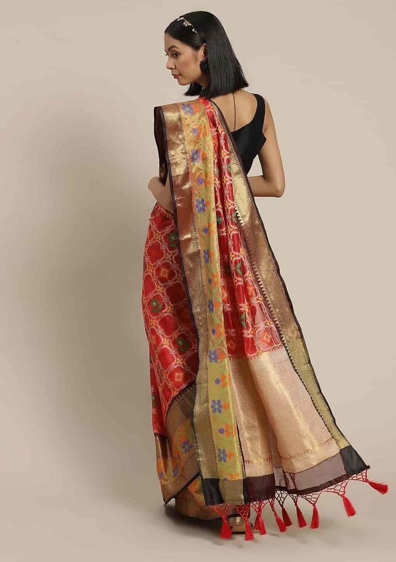 Red Woven Design Art Silk Saree