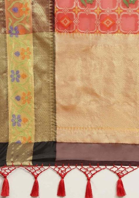 Red Woven Design Art Silk Saree