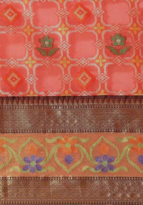 Red Woven Design Art Silk Saree