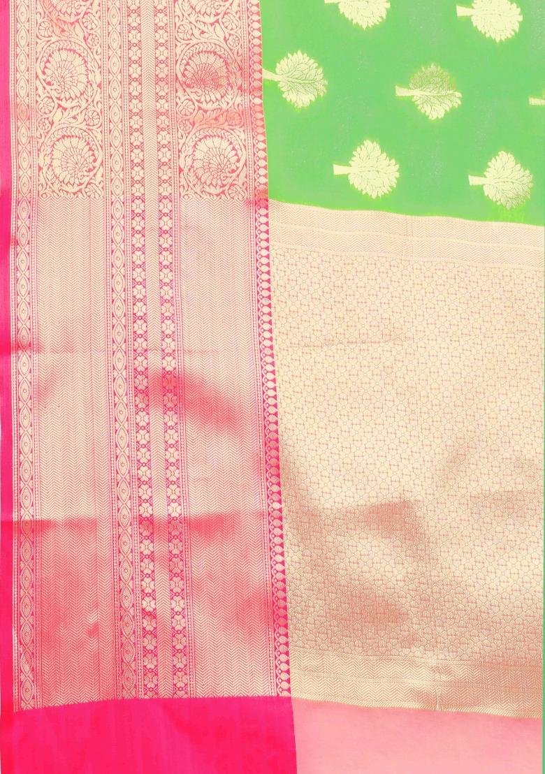 Green Woven Design Silk Blend Saree