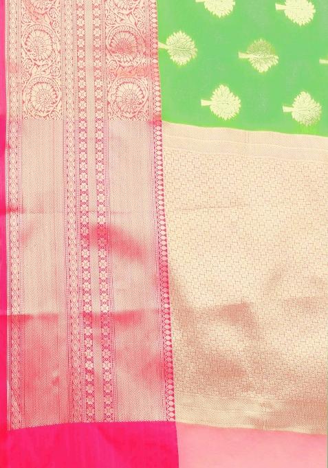 Green Woven Design Silk Blend Saree