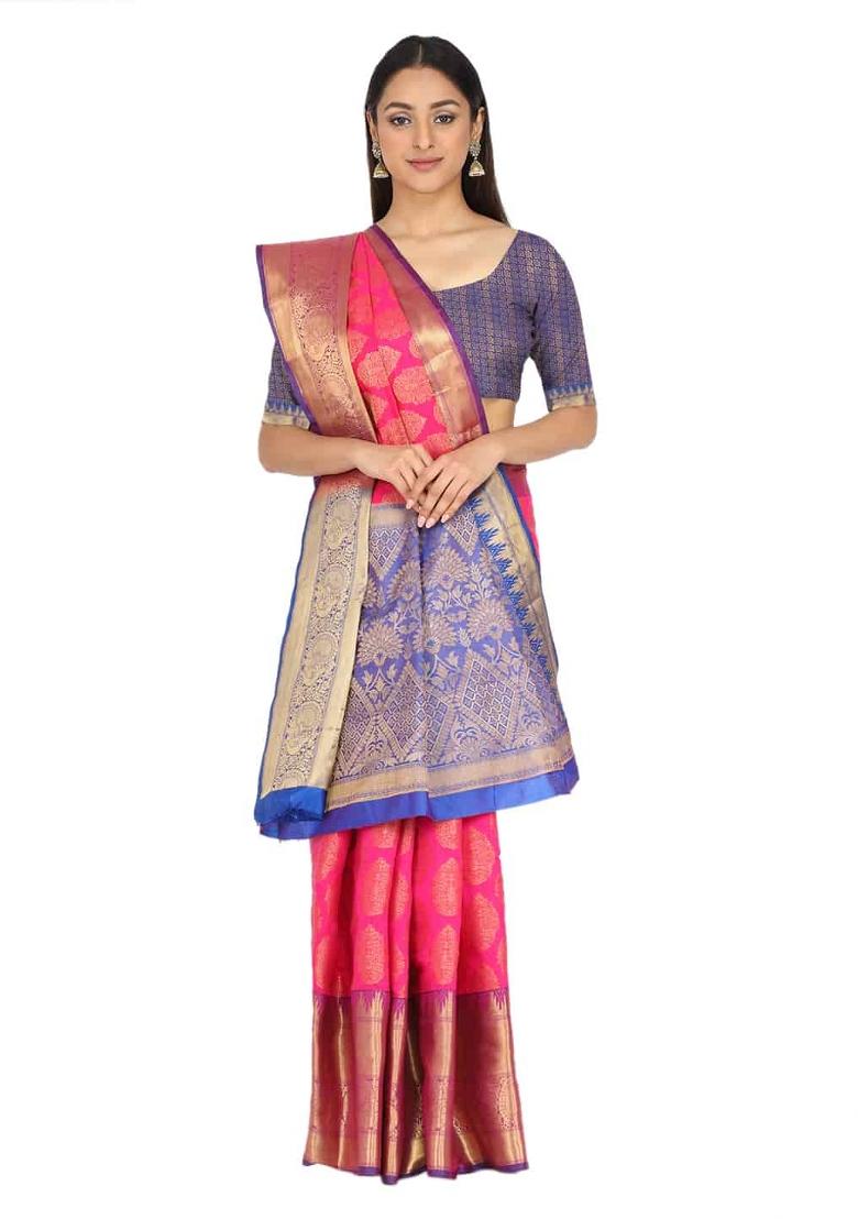 Pink Woven Design Art Silk Saree