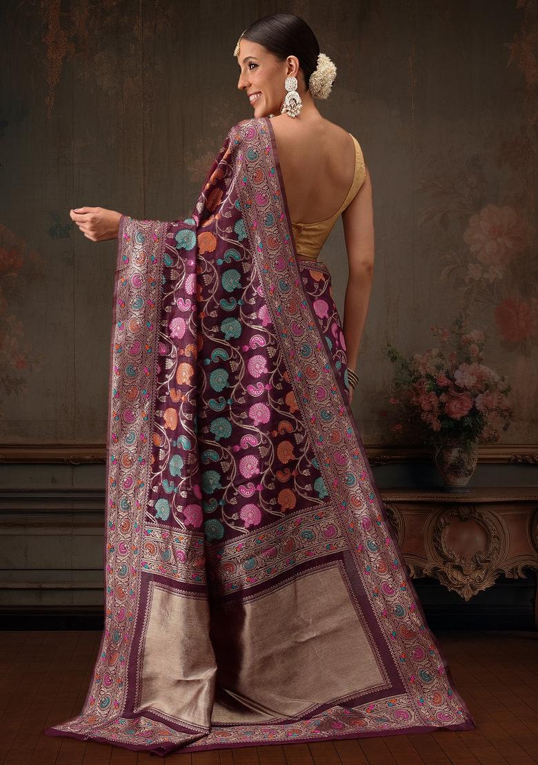 Purple Woven Design Cotton Saree