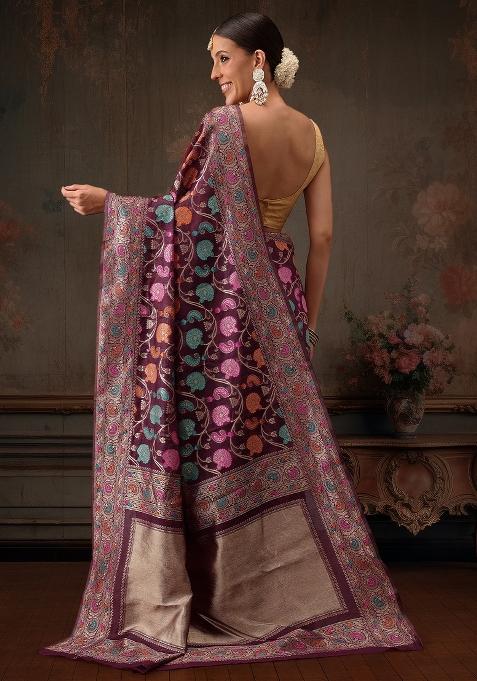 Purple Woven Design Cotton Saree