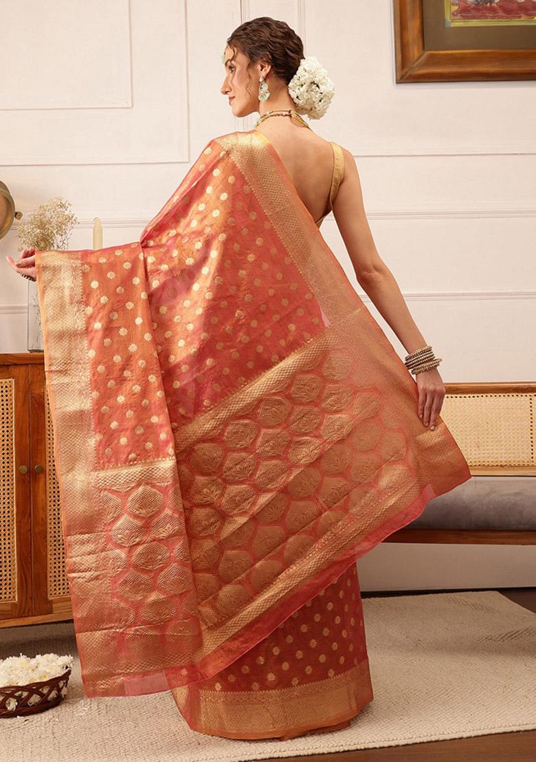 Pink Woven Design Tissue Silk Saree