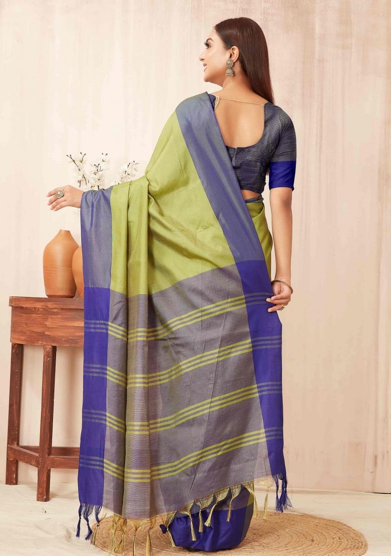 Green Solid Soft Silk Saree