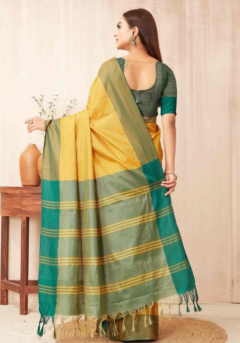 Yellow Solid Soft Silk Saree
