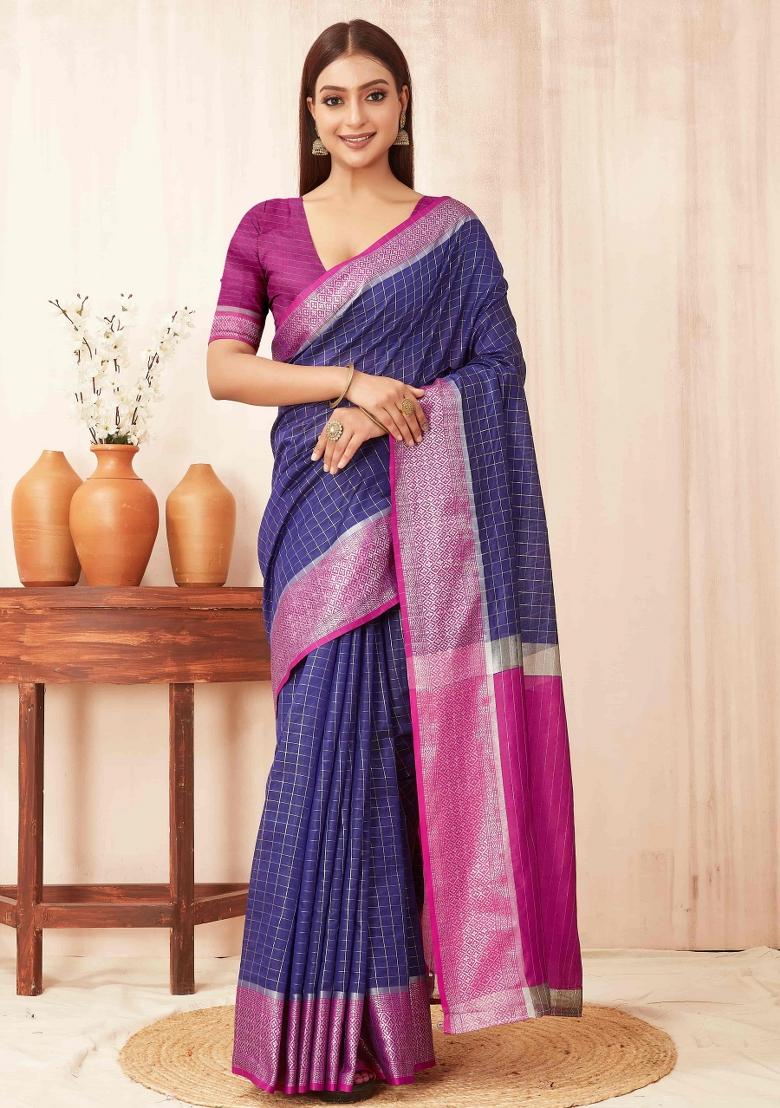 Blue Woven Design Soft Silk Saree