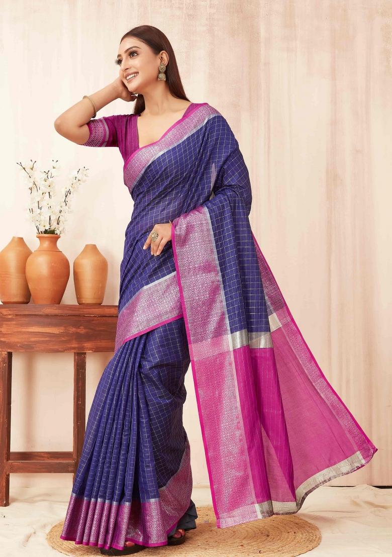 Blue Woven Design Soft Silk Saree