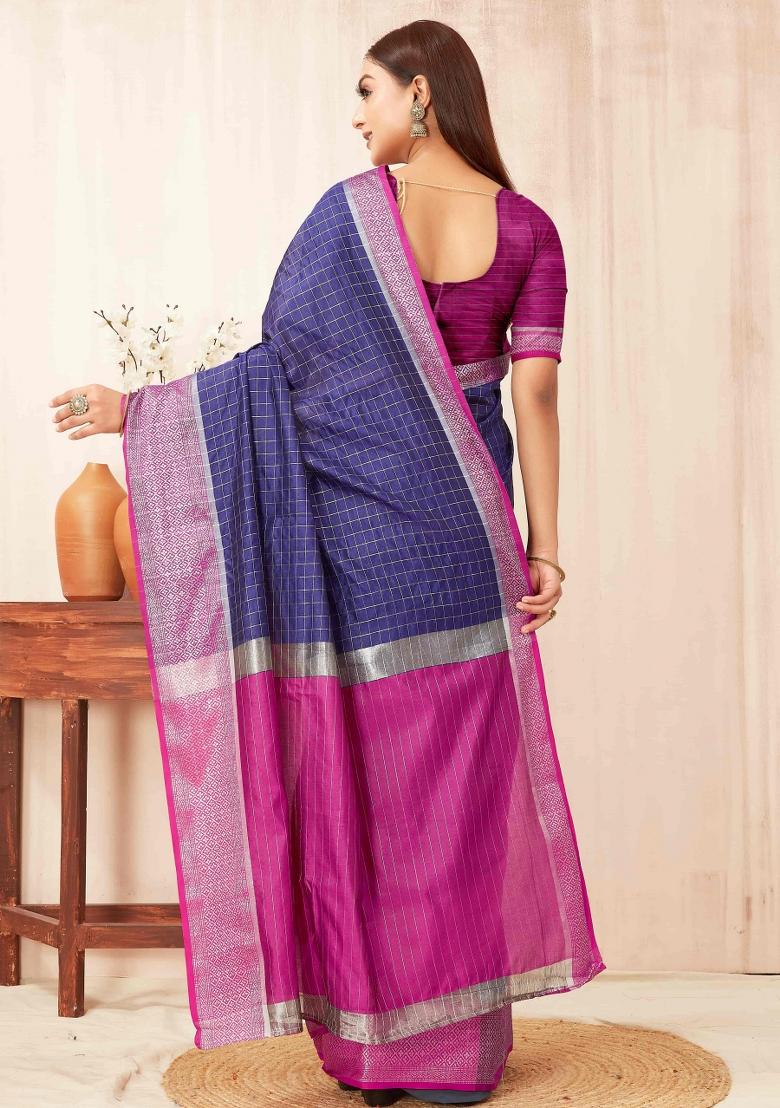 Blue Woven Design Soft Silk Saree