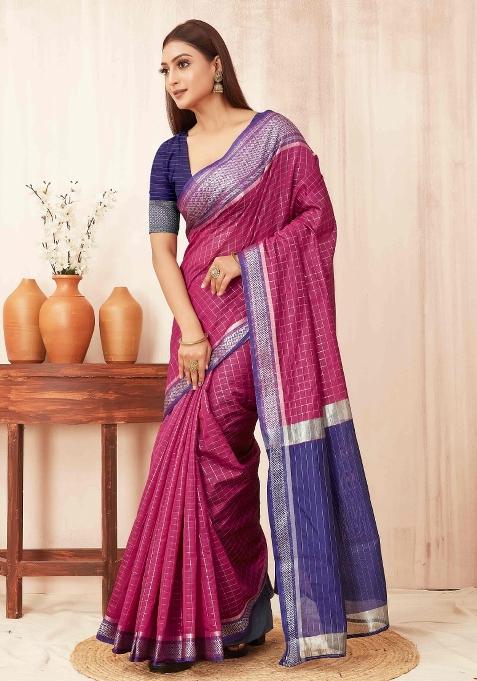 Pink Woven Design Soft Silk Saree