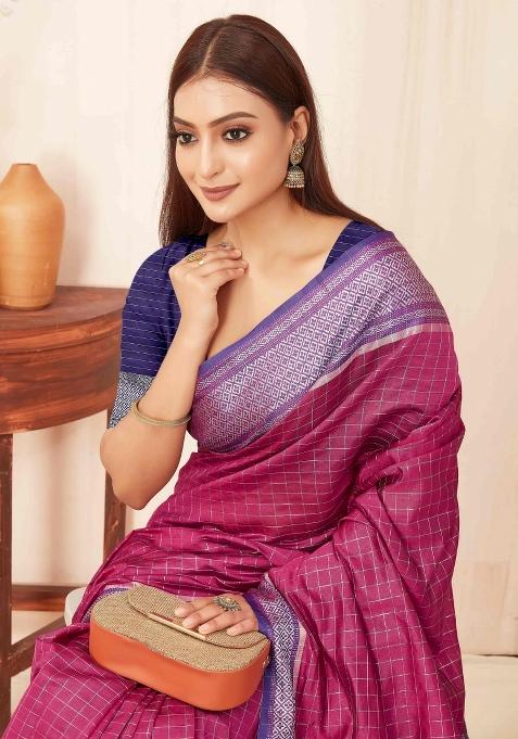 Pink Woven Design Soft Silk Saree