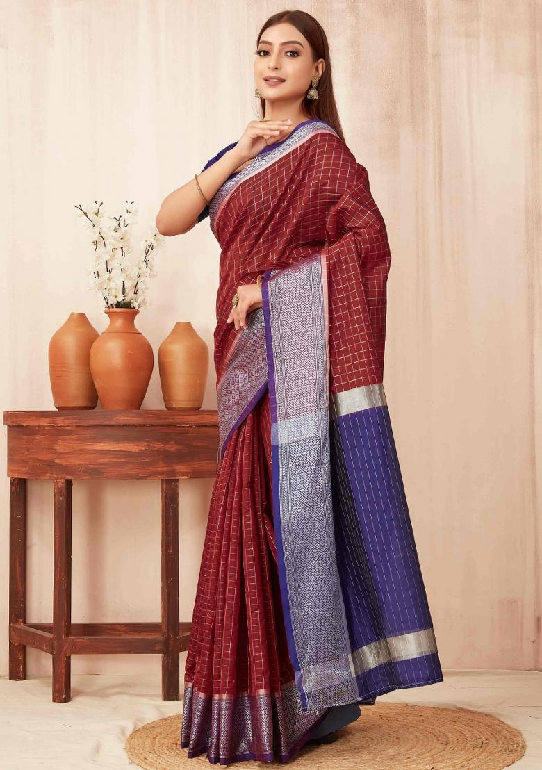 Red Woven Design Soft Silk Saree