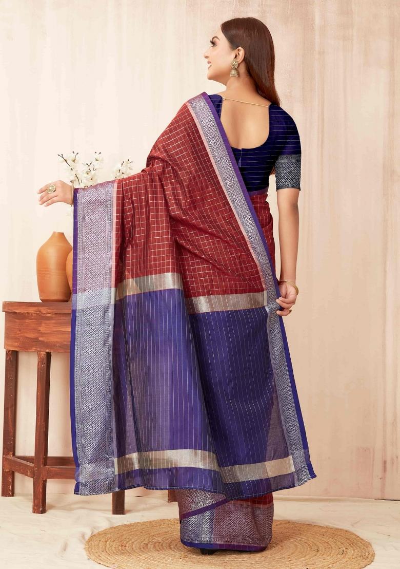 Red Woven Design Soft Silk Saree