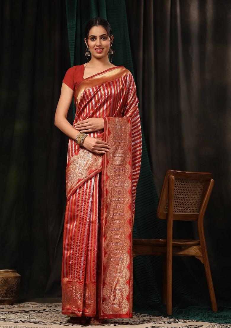 Red Woven Design Art Silk Saree
