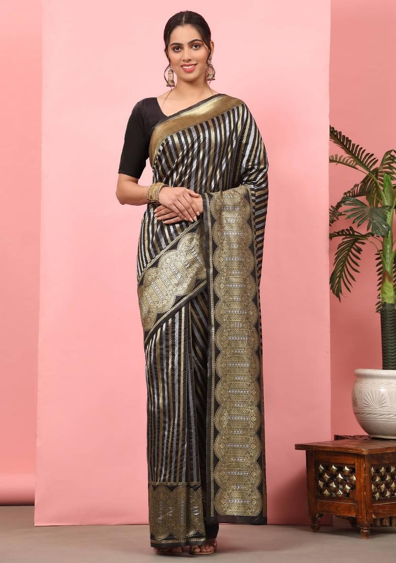Black Woven Design Art Silk Saree