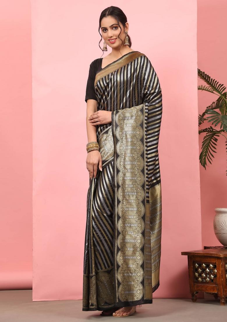 Black Woven Design Art Silk Saree
