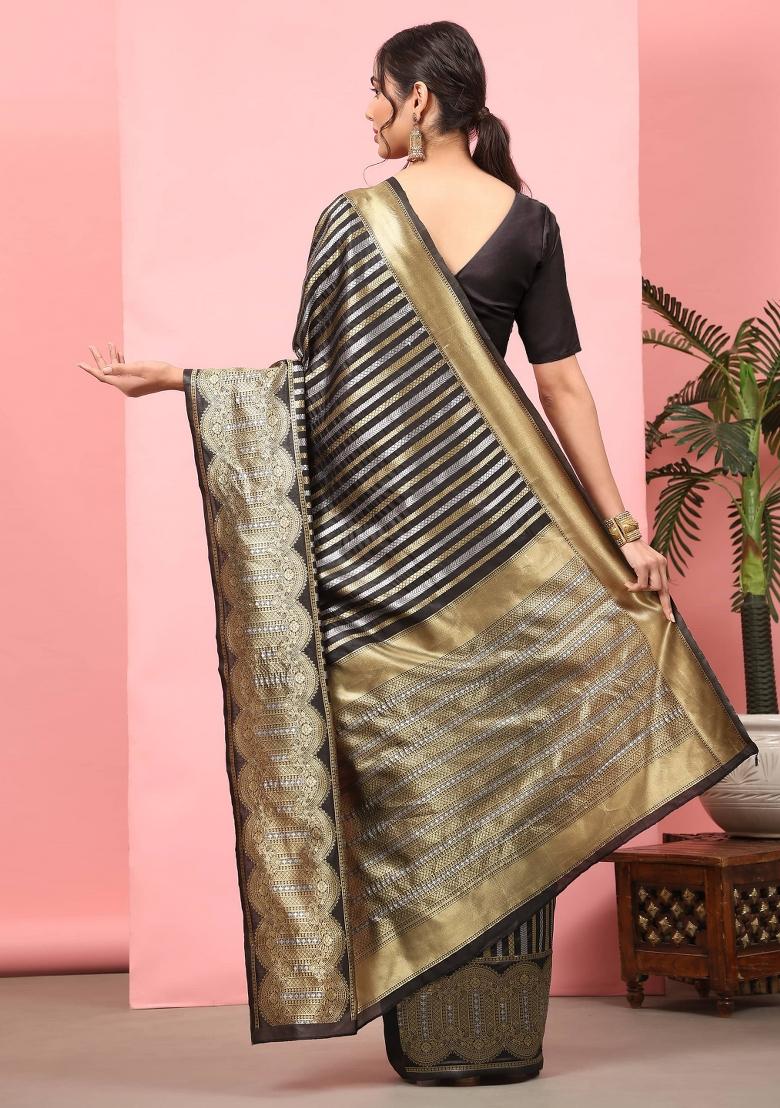 Black Woven Design Art Silk Saree