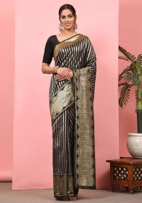 Black Woven Design Art Silk Saree
