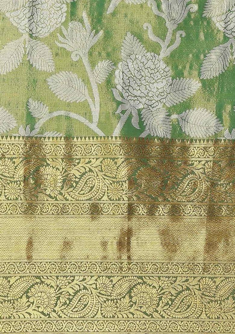 Green Woven Design Tissue Silk Saree