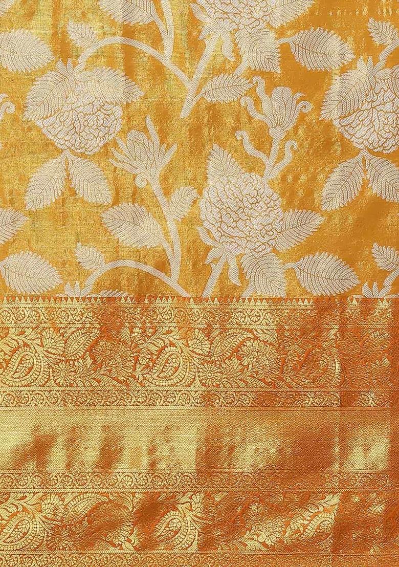 Orange Woven Design Tissue Silk Saree