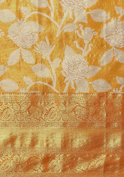 Orange Woven Design Tissue Silk Saree