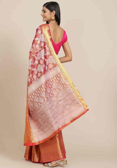 Pink Woven Design Tissue Silk Saree