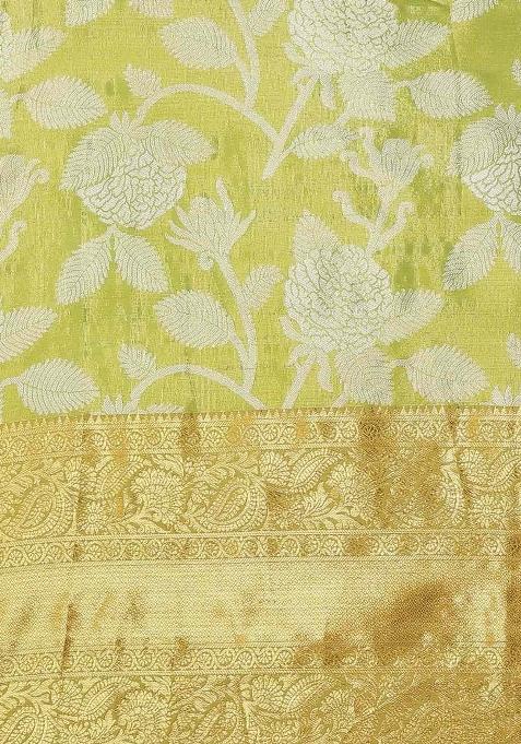 Green Woven Design Tissue Silk Saree