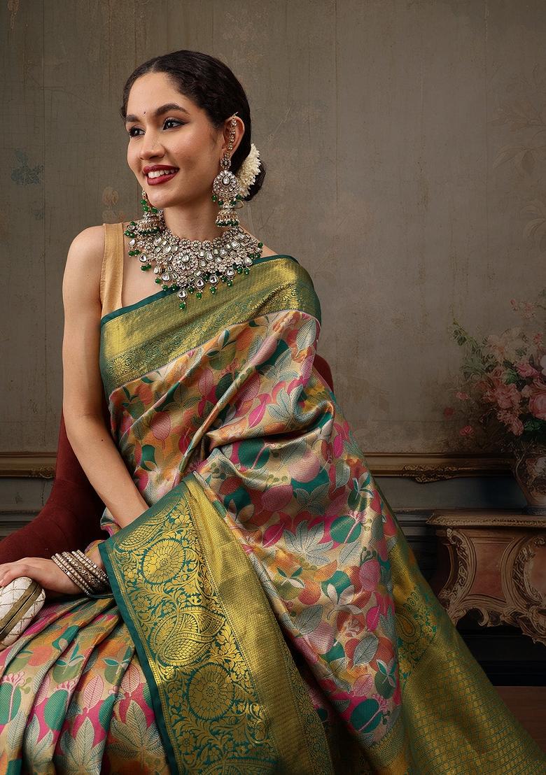 Multicolor Woven Design Pure Silk Saree