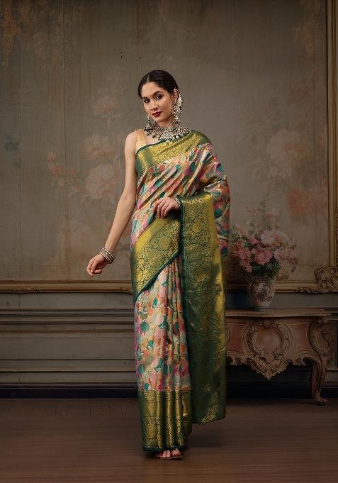 Multicolor Woven Design Pure Silk Saree