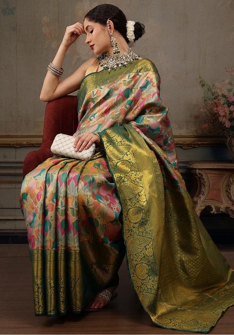 Multicolor Woven Design Pure Silk Saree