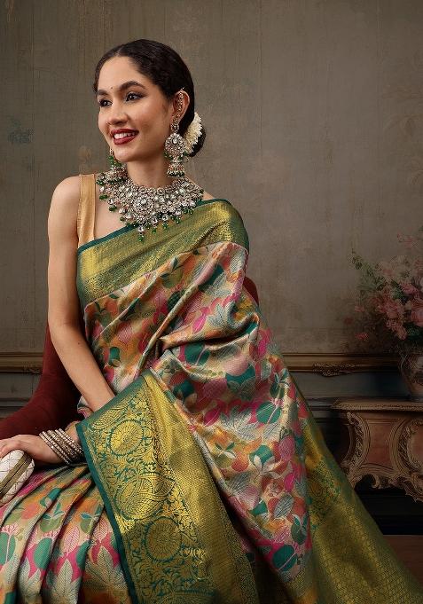 Multicolor Woven Design Pure Silk Saree