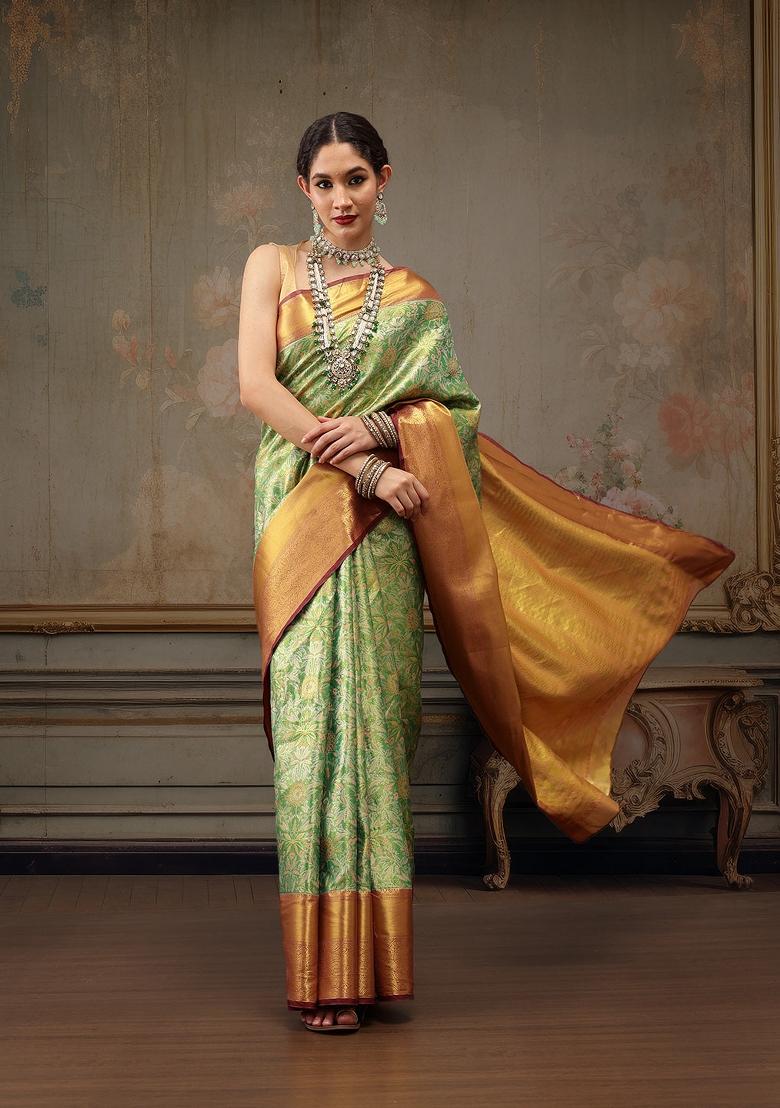 Green Woven Design Pure Silk Saree