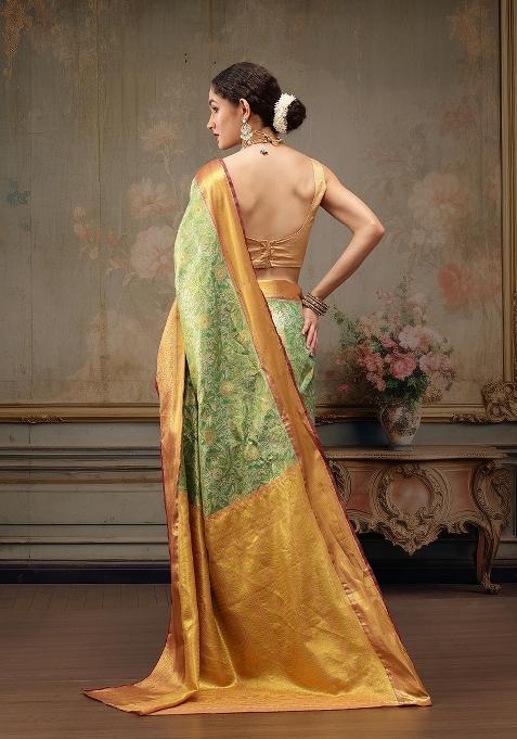 Green Woven Design Pure Silk Saree
