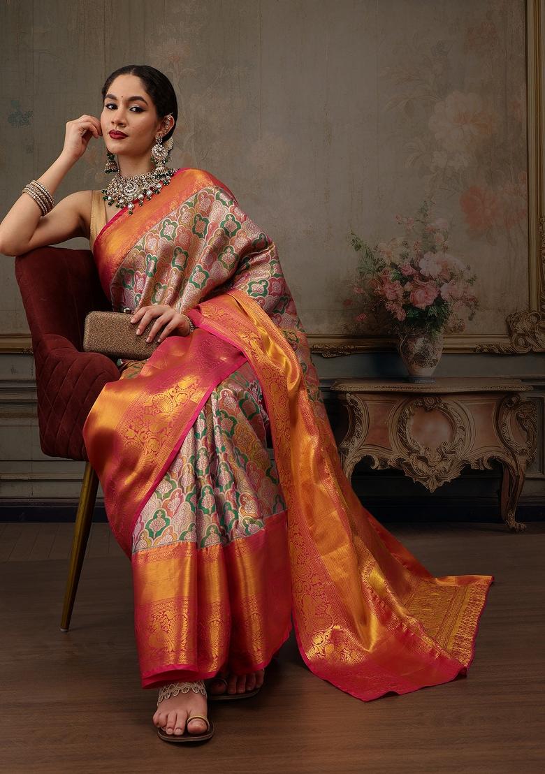 Multicolor Woven Design Pure Silk Saree