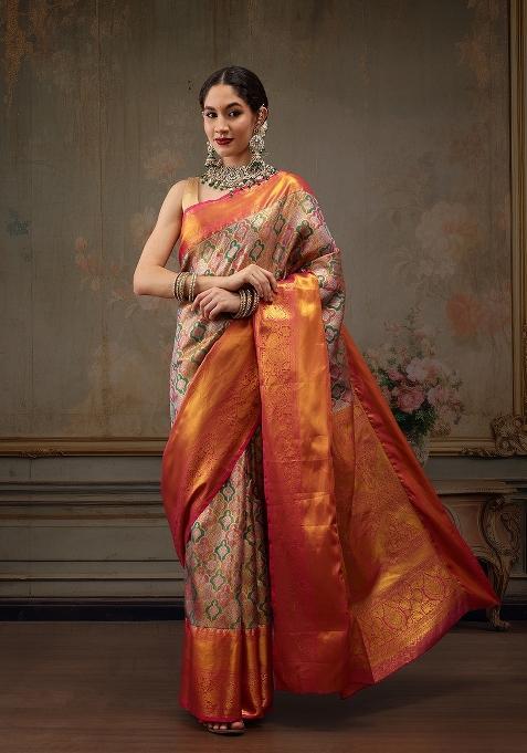 Multicolor Woven Design Pure Silk Saree